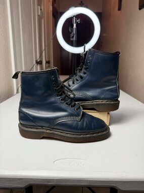 Dr.Martens 1460 Made In England Unisex Leather Boots Blue Casual Sz 5